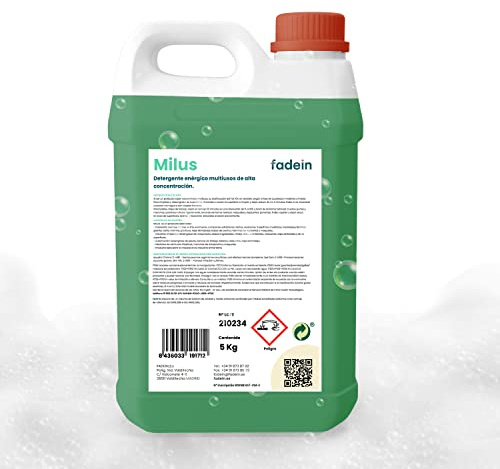 Fadein | Milus | Detergente Enérgico | Líquido | Desengrasante Concentrado Enérgico | Aroma Pino | Limpiador multiusos | Industria, Hostelería, Automoción y Embarcaciones | 5L