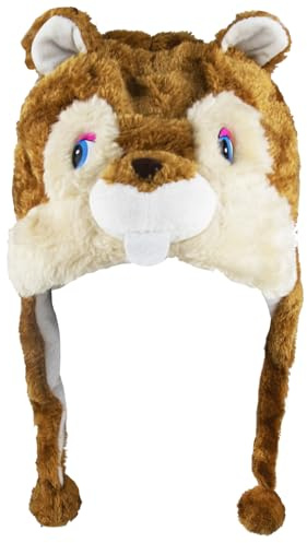 Glamexx24 Plysch djur öronhatt djurmössa kostym karneval keps pingvin tiger cosplay barn, Rävröd, En Storlek