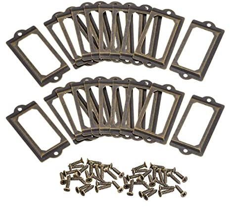 sourcing map 50 Stück Etikettenhalter aus Metall Datei Namenskarten Rahmen für Büro Bronzeton 70 x 33 mm