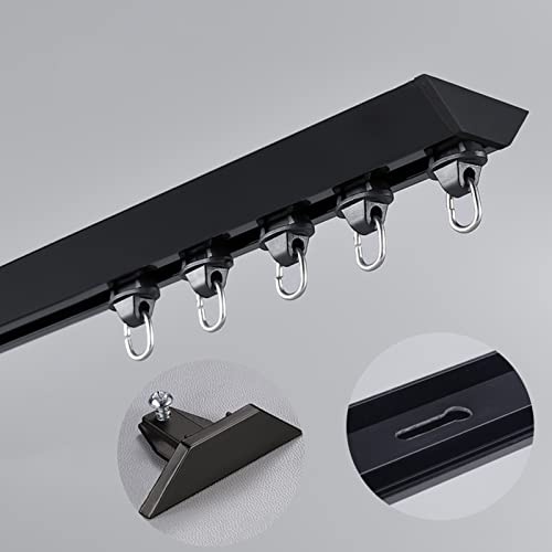 Vorhangschienensysteme Für Den Innen Und Außenbereich, Vorhangschienen Sets, Raumteiler-Vorhangstangen Für Decken Oder Wände (Color : Black, Size : 4m/13.1ft)