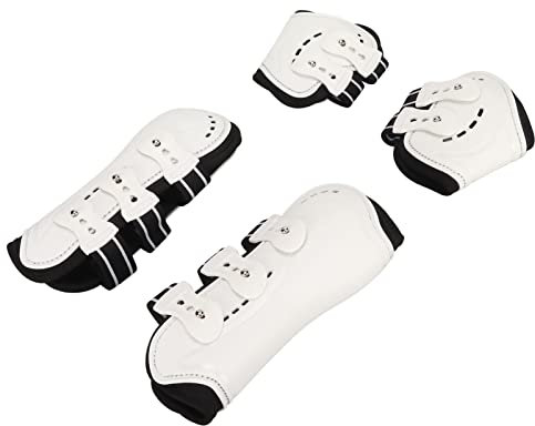 jerss Streichkappen-Pferdestiefel, Atmungsaktive, Schlagfeste Pferdehinterbeinstiefel, Flexibles Weißes Jacquard-Gummiband für Pferdeausrüstung (M 0,7 Zoll)