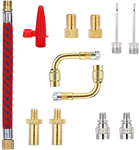 HOUSON 12 Stück Fahrradventil Adapter, Sclaverandventil Fahrrad Ventil Set DV SV AV für Alle Fahrradpumpe Luftpumpe Ballpumpe
