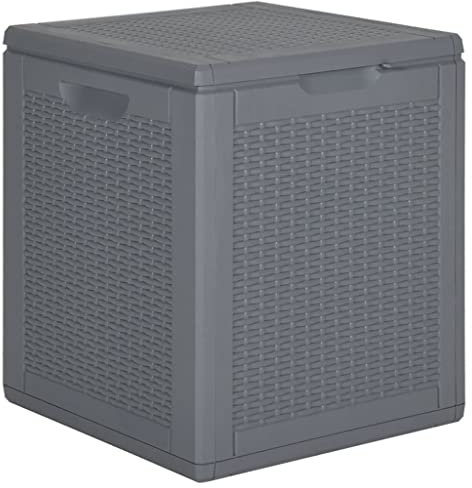 vidaXL Boîte de Rangement de Jardin Gris PP rotin 90 L, boîte de Rangement, Coffre à Outils, Coffre de Rangement, boîte de Rangement extérieure