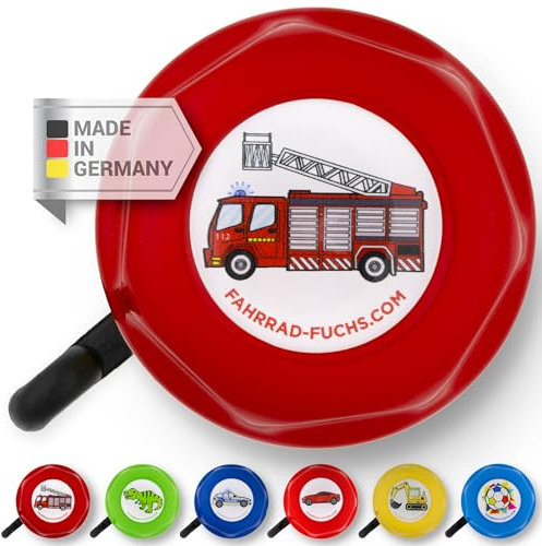 Fahrradklingel Kinder - Feuerwehr Rot - Fahrradklingel Kinder Jungen, Klingel Kinderfahrrad, Klingel Laufrad - klingelt laut, einfache Montage