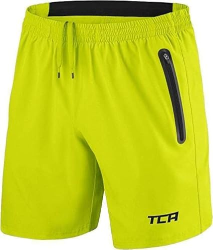 TCA Herr Elite Tech Lätta tränings- och löparshorts med dragkedjefickor - Ljusgrön, S