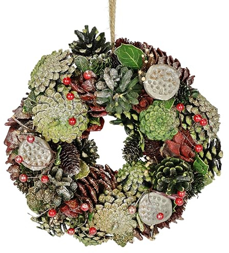 Naturkrans med riktiga kottar lotuspärlor bär väggdekoration dörrkrans bordskrans adventsdekoration adventskrans juldekoration kransar naturmaterial torra blommor