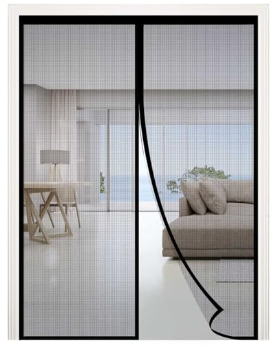 RELIANCER Fiberglass Magnetic Door Screen,Fit Door Size 46x82,Auto Close Screen Door Mesh w/Magnets,Patio Doorway Net Screens,Self-Closing Doors Cover,Anti Mosquito Doorway Curtain,Mesh Partition