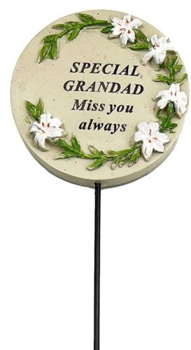 Angraves Special Grandad Lily Flower Memorial Tribute Stick Graveside Grave Plaque Stake