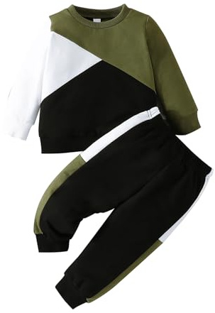 Fnaobai Bambino Ragazzino Felpa Pantalone Completi Set Neonato Colore di Blocco Autunno Maniche Lunghe Tops Inverno Vestiti Tuta
