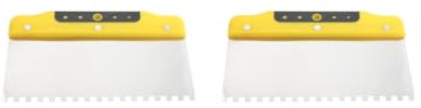 2 Set Drywall Trowel Notched Spreader Plastering Toothed Spatula Plastering Trowel 200mm, Yellow Black