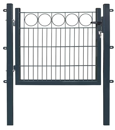 Dekor Gartentore EXCLUSIVE in den Ausführungen Karo & Ring für Stabmattenzäune - Drahtstärke: 6/5/6 mm - mit Zierornamenten (RING, Anthrazit, B 100 x H 80 cm)