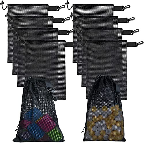 JYiuog 10 Stück Nylon-Netztaschen mit Kordelzug und Clips, tragbare Aufbewahrungstaschen für Spielzeug, Sport, Aufbewahrung, Tauchen, Outdoor-Aktivitäten und mehr,Schwarze(10 Stück, 30x40cm)