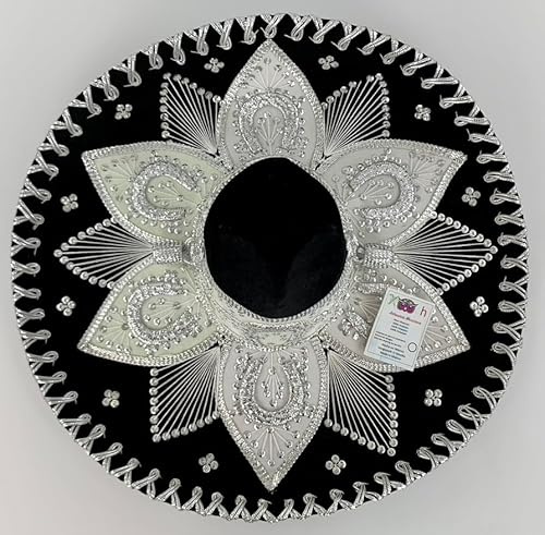 Sombrero Mariachi Hut in schwarz und silber Farbkombianation in M Größe aus Mexiko