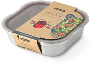 BLACK + BLUM Contenitore per il pranzo, riutilizzabile, per picnic e campeggio, in acciaio inox, adatto al microonde, con coperchio a prova di perdite, lavabile in lavastoviglie e in forno, quadrato