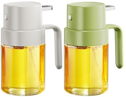 YARRAMATE 2pcs Pulverizador de aceite para cocinar, botella de spray de aceite de 200 ML para la cocina, rociador de aceite de oliva de grado alimenticio, atomizador portátil (Verde Y Blanco)