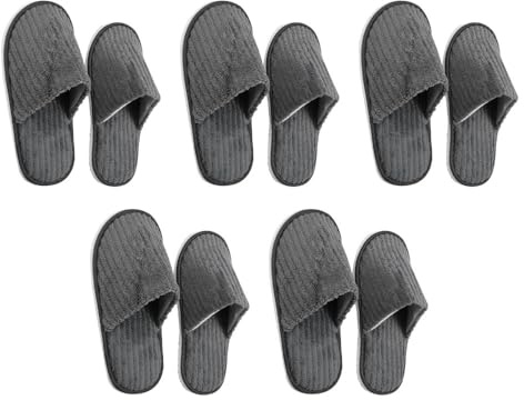 FutrLiv Lot de 5 paires de pantoufles en polaire corail antidérapantes bout fermé, confortables et portables, gris