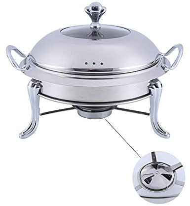 HGJHJJHK Fondue Pot Stainless Steel,Round Chafing Dish Buffet Set, Cheese Breakfast Family Daily Kitchen Outdoor Camping,Gold,0.66ft Decoration