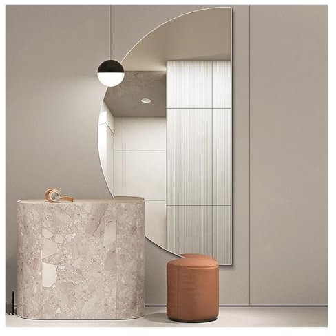 NOIRDA Specchio da parete per bagno a mezzaluna 40x60cm 40x80cm specchio decorativo, specchio cosmetico semicircolare per camera da letto, bagno, ingresso(Right cut,40x60cm/15.7x23.6in)