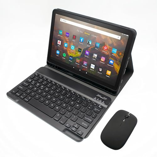 GYSDCAZ Keyboard Case for Amazon Kindle Fire HD 10&10 Plus (2021&2023) 10.1 inch, Detachable Bluetooth Keyboard with Mouse