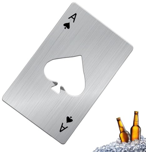 BAVALIN Bottle Openers - Stainless Steel Beer Caps Cans Openers, Novelty Poker Ace of Spades A Cards Water Bottles Opener, Wallet Bottle Openers - Silver