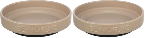 TRIXIE Flacher Katzennapf Keramik BE Nordic 300 ml Taupe - moderner Fressnapf für kleine Katzen ø 16 cm Keramiknapf mit Rutschfester Gummierung - 24525 (Packung mit 2)