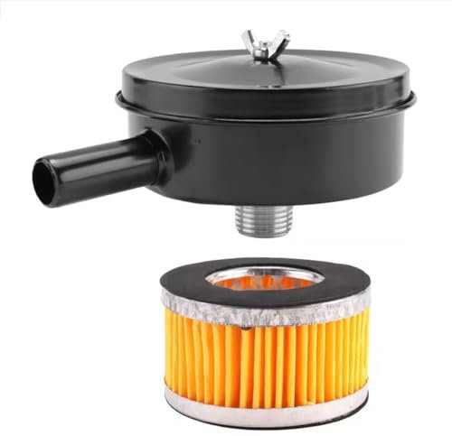 FiTspi 1/2 PT 20mm Male Thread Compressor, Air Intake Filter, Air-Pump Accessory, Metal Silencer Noise Muffler with a Replacement Element
