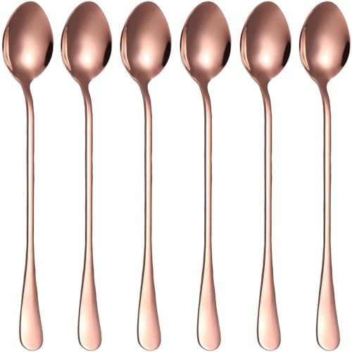 Set of 6 Long Handle Spoons,20cm Stainless Steel Coffee, Ice Tea, Espresso, Latte,Dessert Spoons for Coffee Tea Dessert Sundae