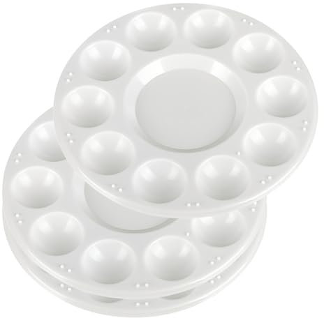 Mischpalette 3 Stück Kunststoff Runde Farbmischpalette Malpalette Aquarell 11 Mischfeldern für DIY Kunst Malerei Bastelarbeiten (Weiß 16.8x16.8 cm)