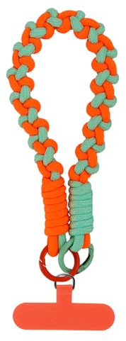 Votvloay Cordon Telephone Portable Universelle Cordon Telephone Portable avec Patch, Sangle Réglable Nylon, Collier Compatible avec Tous Les Smartphones et Plupart des Coques de Téléphone,Vert Orange
