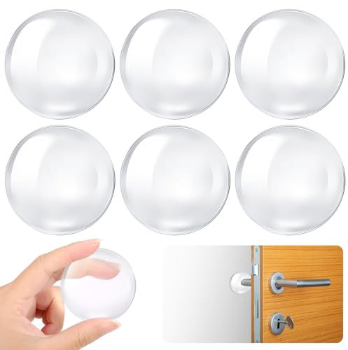 6 topes de puerta, protectores de pared, reutilizables, protectores de pared redondos de silicona suave, amortiguadores de golpes, topes de manija de puertas