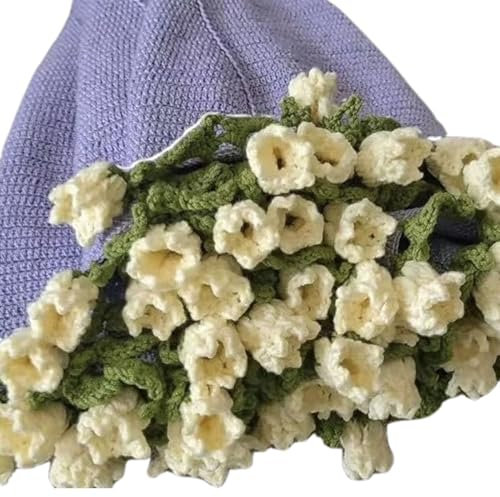 budiniao Coperta di fiori di giglio fai da te, bouquet o coperta all'uncinetto fatta a mano in tessuto morbido e resistente, gomitolo di filato, confezione all'uncinetto, digitare+3