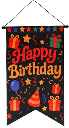 lasuroa Happy Birthday Schild, 50x30cm Vormontiert Buntes Happy Birthday Türschild Oxford Stoff Hängendes Türbanner für Partyzubehör Männer und Frauen