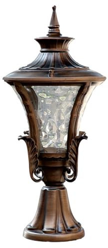 YGZPALH Palo Luminoso Grande da 20,8 Pollici - Lampada con Testa in Bronzo 1 Confezione per Lanterna da Esterno per Cortile con Apparecchi di Illuminazione su Palo in Vetro
