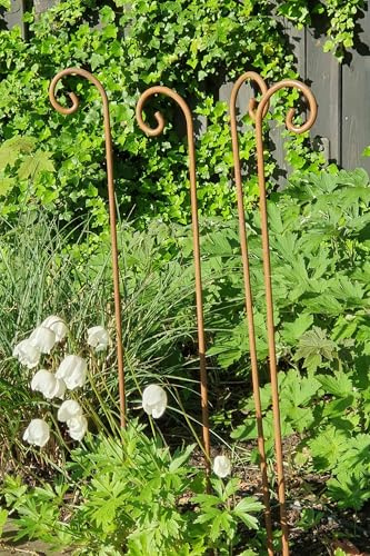 KUHEIGA 4 er Set - Rankstab 115 cm Schnecke rost, Rankhilfe, Rankstange,