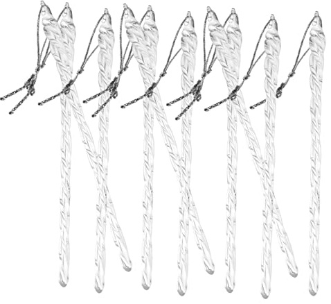 ULDIGI 10 pezzi Ciondoli Gocce di Vetro Trasparente Forma di Ghiacciolo Decorazioni Natalizie per Albero di Natale Pendenti Appesi Leggeri e Realistici per Festa e Casa