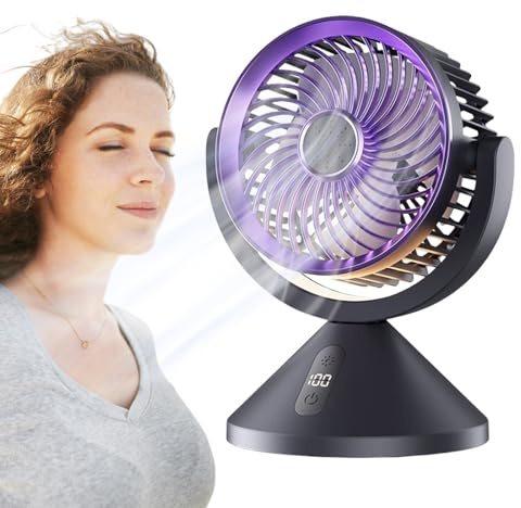 Genérico Ventilador De Sobremesa Circulante Potente - Ventilador De Escritorio USB Recargable,Colgable para Uso en Hogar Dormitorio Escritorio Lectura Verano