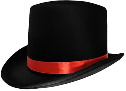 YYDSTYLE Top Hats for Adults Deluxe Tuxedo Hat Costume Magician Hat with Band for Men and Women (Black, One Size)