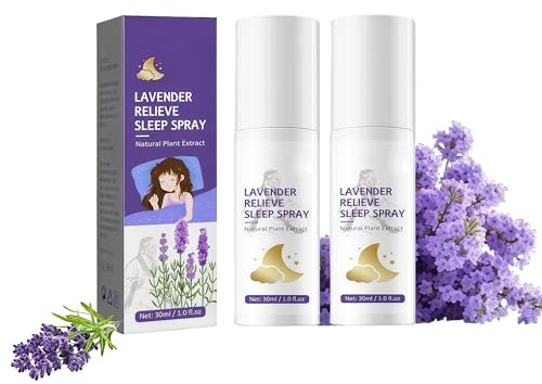 Lavendel Sleep Spray, mit Bio Lavendel Ätherischem Öl - zur Beruhigung von Körper & Geist, Beruhigen Sinne, Frischer Blumenduft, Entspannen, als Kissenspray & Raumspray (30ml, 2pc)