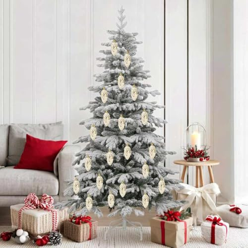 Bolas de Piña Navideñas Doradas, 40 Unidades, Adornos de Plástico, Diseño Elegante, para Árbol de Navidad, Decoración de Navidad, Uso Interior y Exterior, 3.7x9.2 cm