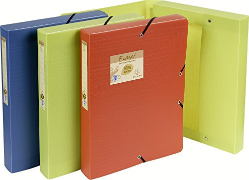 Exacompta 553570E Premium Sammelbox Forever 40mm mit Gummizug aus Recycling-Kunststoff mit Rückenschild für DIN A4 Archivbox Heftbox Dokumentenbox Zeichenbox Sammelmappe 1 Stück Zufallsfarbe