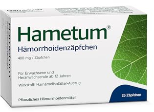 Hametum Hämorrhoidenzäpfchen bei Juckreiz & Brennen 25 Stk., für die Nacht | Hemmen Entzündungen & dadurch Juckreiz, wirken gegen Hämorrhoidalbeschwerden, wirksam & gut verträglich in den Anfangsstadien