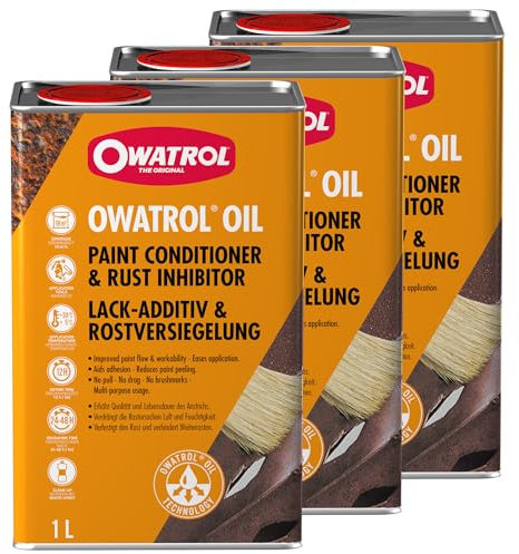 OWATROL | Rostschutz Öl 3 x 1 Liter | Transparentes Korrosionsschutz Öl für KFZ, Metall, Kunststoff, Glas & Holz | Rostumwandler & Haftgrund | Grundierung Autolack