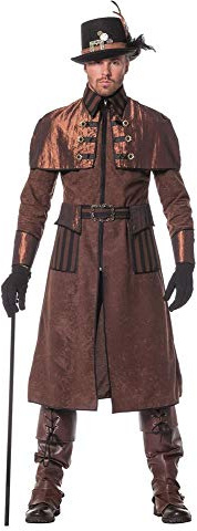 shoperama Steampunk Herren Mantel Braun/Schwarz Kostüm Jacke viktorianisch Industrial hochwertig, Größe:48
