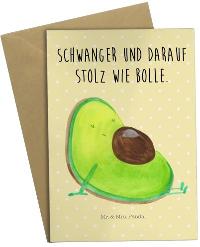 Mr. & Mrs. Panda Grußkarte Avocado Schwangerschaft - Geschenk, Wunder, einladungskarten, Beileidskarte, weihnachtskarten, Schwanger, osterkarten, Baby, dankeskarten