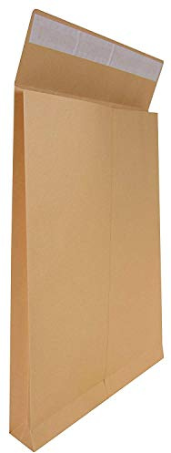 Idena 346096 - Faltentasche B4 haftklebend ohne Fenster, 4 cm Boden, 100 Stück, braun