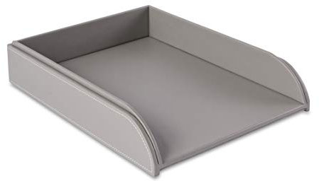 Osco Faux Leather Letter Tray - Grey