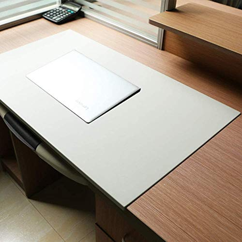 Schreibtischunterlage Multifunktionale Mauspad und Gewinkelte mit Kantenschutz für Büro und Zuhause, rutschfest wasserdicht luxuriös weichem Leder, Mausunterlage Protektor-80x40cm-Weiß