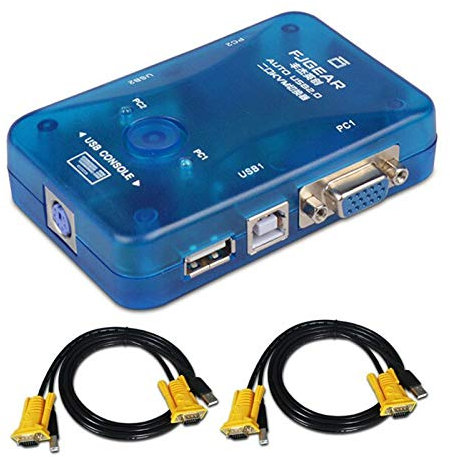 F93CS Boîtier de commutateur KVM USB 2 ports – Commutateur VGA avec 2 câbles pour PC, moniteur, clavier et souris – Commutation à un bouton, prend en charge des résolutions jusqu'à 1920 x 1440 – 2 PC