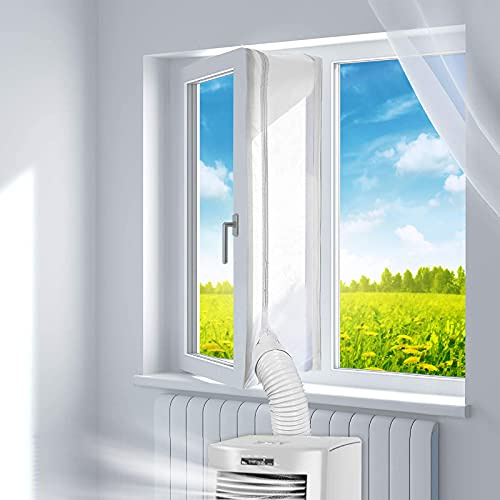 Fensterabdichtung für Klimaanlage Trockner Raumkühler Abluftschlauch, Ohne Bohrlöcher, 400 cm Mobile Klimaanlage Fensterabdichtung Selbstklebend für Kippfenster Dachfenster Schwingfenster (Weiß)