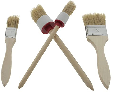 der kleine Handwerker Pinsel Set 4 TLG Rundpinsel und Flachpinsel für Farben und Lacke mit Synthetik Borsten und Holzgriff
